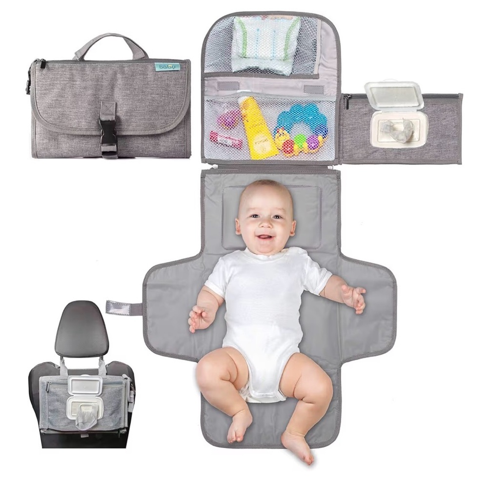 NWT Gray Portable Baby Changing Pad